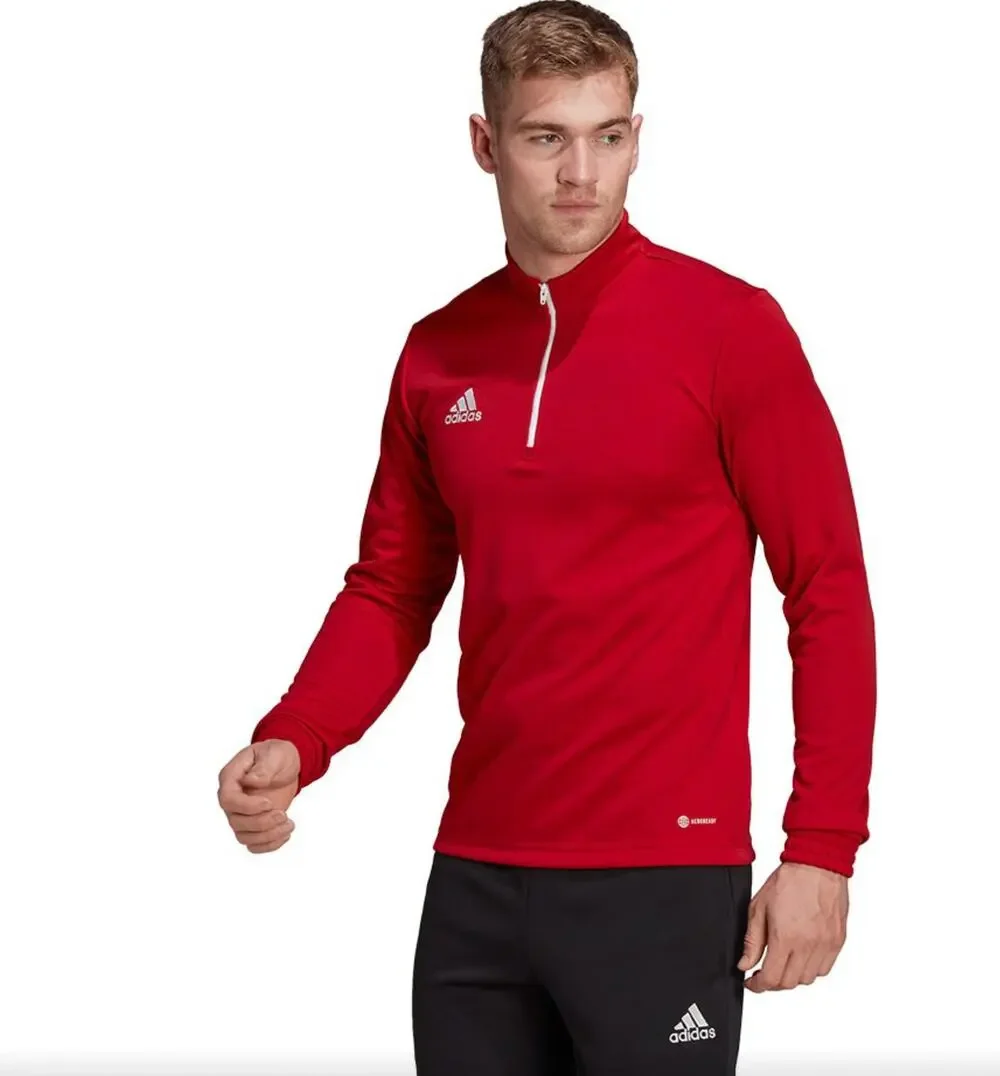 Adidas Entrada 22 Training Top Mens Small Red White 1/4 Zip Athletic Aeroready